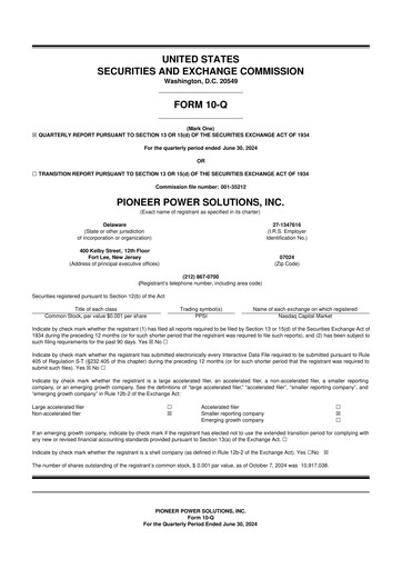 Thumbnail Pioneer Power Solutions 10-Q Quarterly Report FY2024 