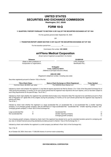 Miniature enVVeno Medical Corporation 10-Q Rapport trimestriel 2024 