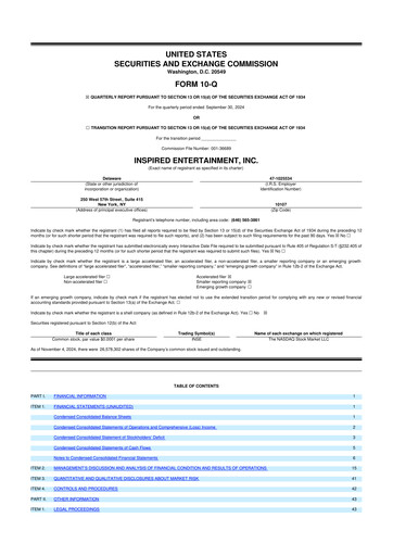 Thumbnail Inspired Entertainment 10-Q Quarterly Report FY2024 