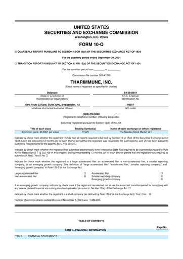 Vorschaubild Tharimmune 10-Q Quartalsbericht 2024 