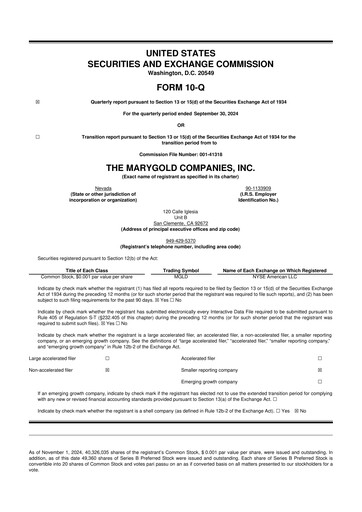 Vorschaubild the Marygold Companies 10-Q Quartalsbericht 2025 
