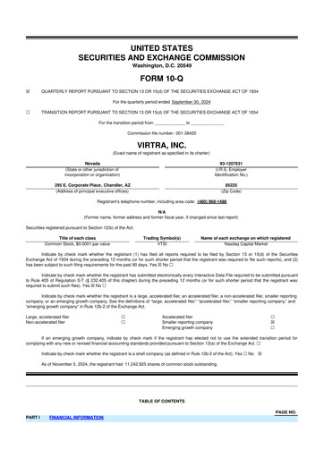 Thumbnail VirTra 10-Q Quarterly Report FY2024 