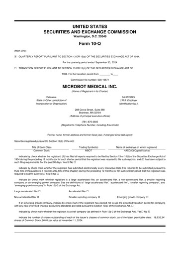 Thumbnail Microbot Medical
 10-Q Quarterly Report FY2024 