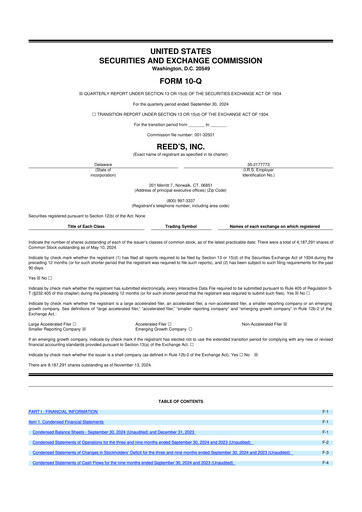 Vorschaubild Reed's, Inc. 10-Q Quartalsbericht  