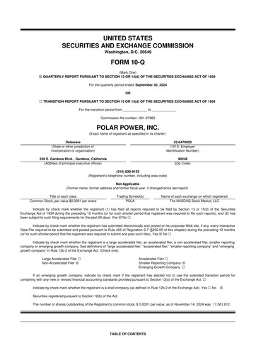 Miniature Polar Power
 10-Q Rapport trimestriel 2024 