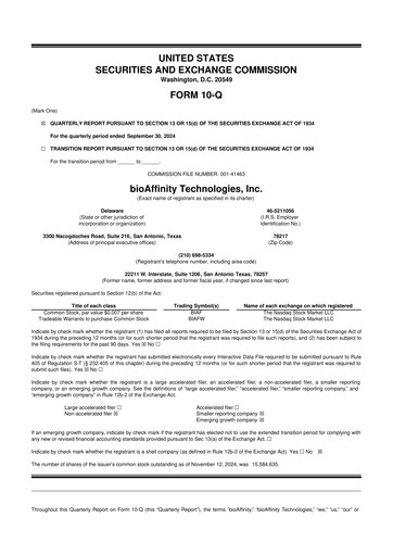 Vorschaubild bioAffinity Technologies 10-Q Quartalsbericht 2024 