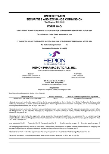 Thumbnail Hepion Pharmaceuticals 10-Q Quarterly Report FY2024 
