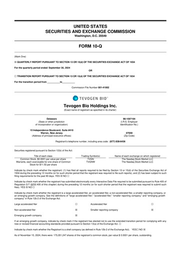 Thumbnail Tevogen Bio 10-Q Quarterly Report FY 