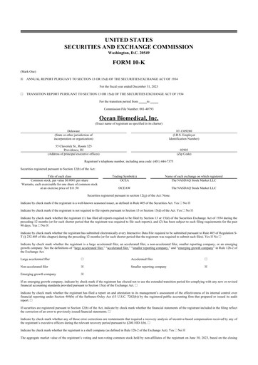 Thumbnail Ocean Biomedical 10-K Annual Report 2023