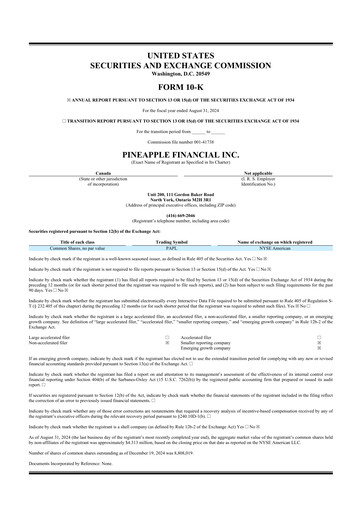 Thumbnail Pineapple Financial 10-K Annual Report 2024