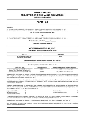 Vorschaubild Ocean Biomedical 10-Q Quartalsbericht 2024 