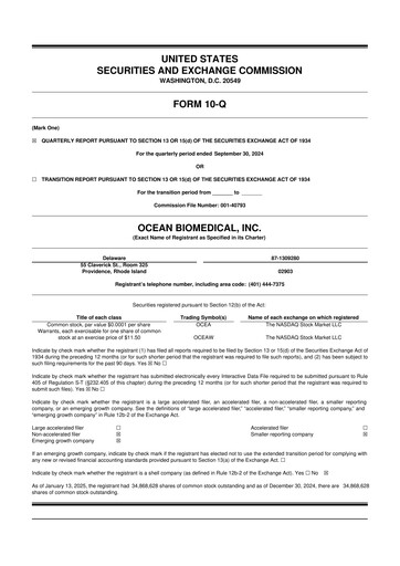 Vorschaubild Ocean Biomedical 10-Q Quartalsbericht 2024 