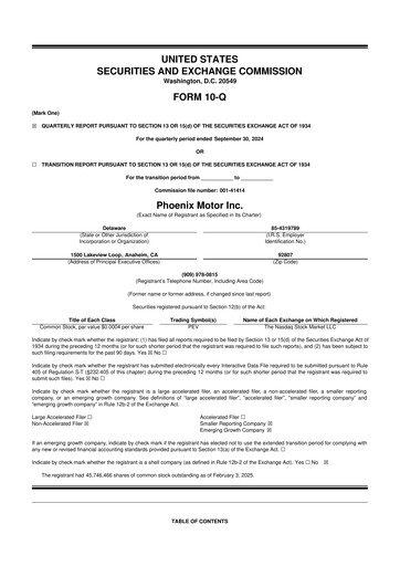 Thumbnail Phoenix Motor 10-Q Quarterly Report FY2024 