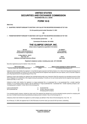 Thumbnail The Glimpse Group 10-Q Quarterly Report FY2025 