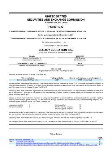 Miniature Legacy Education 10-Q Rapport trimestriel 2025 