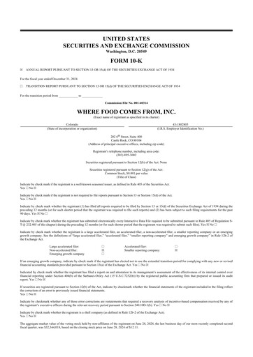 Thumbnail Where Food Comes From 10-K Annual Report 2024