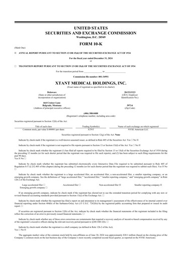 Miniature Xtant Medical 10-K Rapport annuel 2024