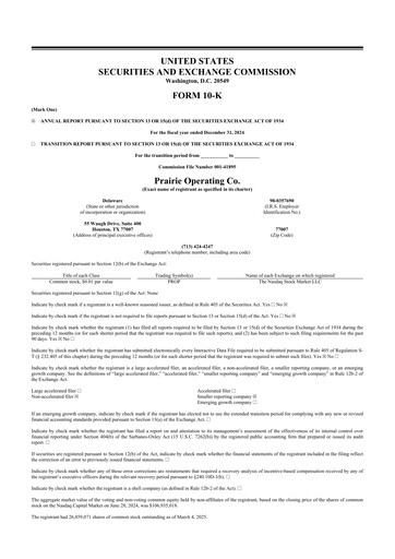 Thumbnail Prairie Operating 10-K Annual Report 2024