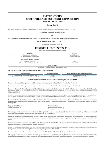 Thumbnail Ensysce Biosciences 10-K Annual Report 2024