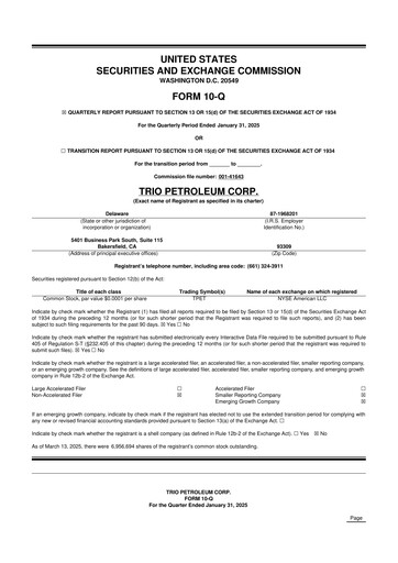 Thumbnail Trio Petroleum 10-Q Quarterly Report FY2025 