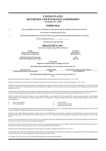 Vorschaubild Oragenics 10-K Jahresbericht 2024