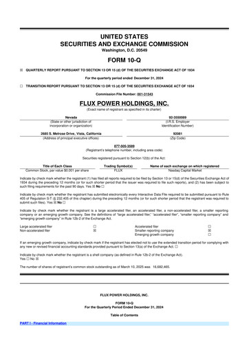 Thumbnail Flux Power 10-Q Quarterly Report FY2025 