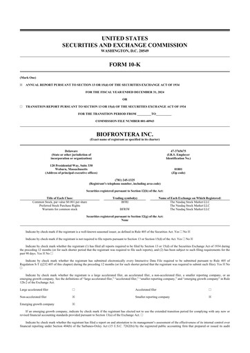 Thumbnail Biofrontera 10-K Annual Report 2024