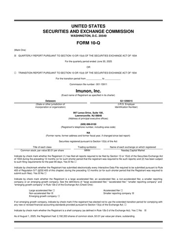 Vorschaubild Imunon 10-Q Quartalsbericht 2025 