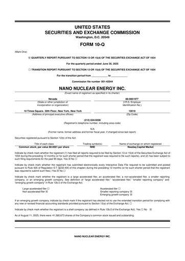 Thumbnail NANO Nuclear Energy 10-Q Quarterly Report FY2025 