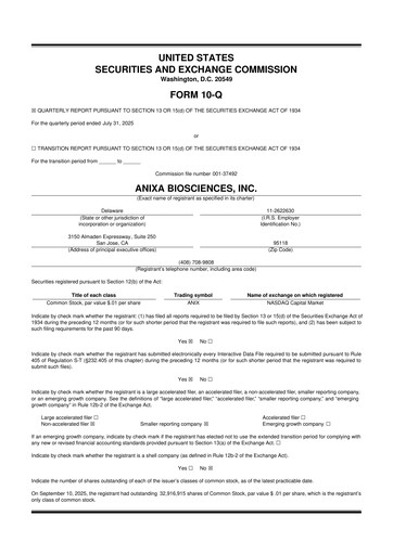 Vorschaubild Anixa Biosciences 10-Q Quartalsbericht 2025 