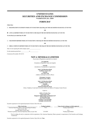 Thumbnail Nova Minerals 20-F Annual Report 2025