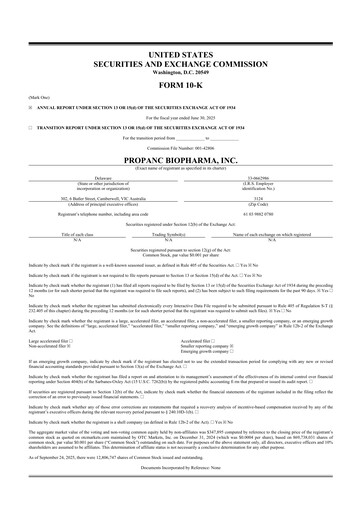 Thumbnail Propanc Biopharma 10-K Annual Report 2025