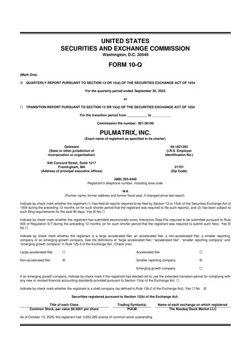 Vorschaubild Pulmatrix 10-Q Quartalsbericht 2025 