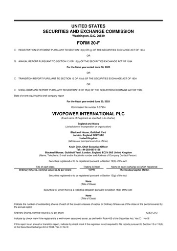 Vorschaubild VivoPower 20-F Jahresbericht 2025