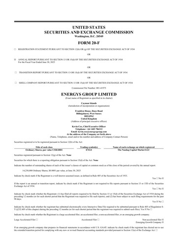 Thumbnail Energys Group 20-F Annual Report 2025