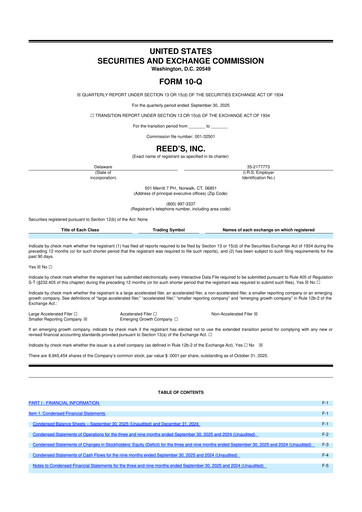 Vorschaubild Reed's, Inc. 10-Q Quartalsbericht  