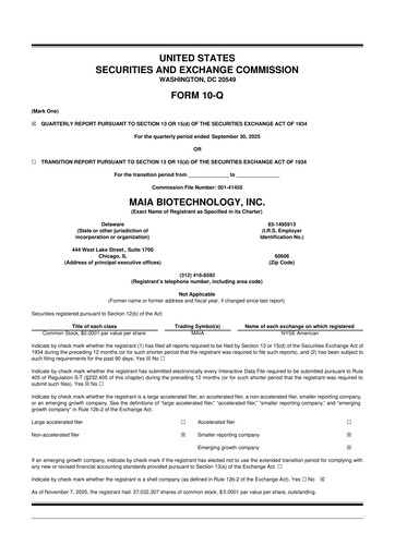 Vorschaubild MAIA Biotechnology 10-Q Quartalsbericht 2025 