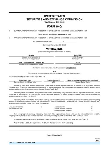 Thumbnail VirTra 10-Q Quarterly Report FY2025 