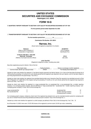 Thumbnail Harrow, Inc. 10-Q Quarterly Report FY2025 