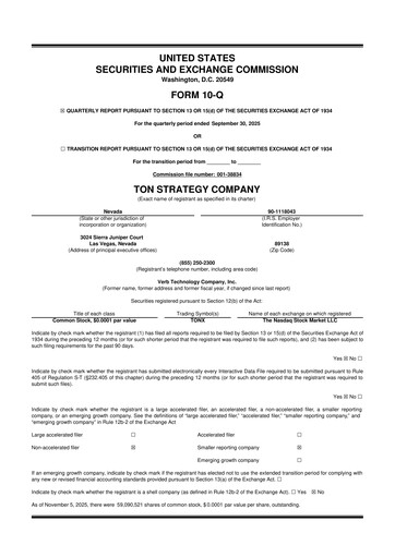 Vorschaubild TON Strategy Co. 10-Q Quartalsbericht 2025 