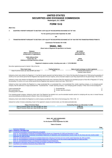 Vorschaubild Snail Inc 10-Q Quartalsbericht 2025 