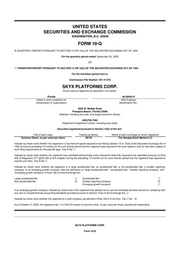 Thumbnail SKYX Platforms 10-Q Quarterly Report FY2025 