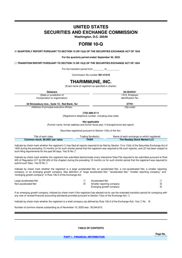 Vorschaubild Tharimmune 10-Q Quartalsbericht 2025 