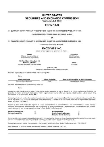 Vorschaubild eXoZymes 10-Q Quartalsbericht 2025 