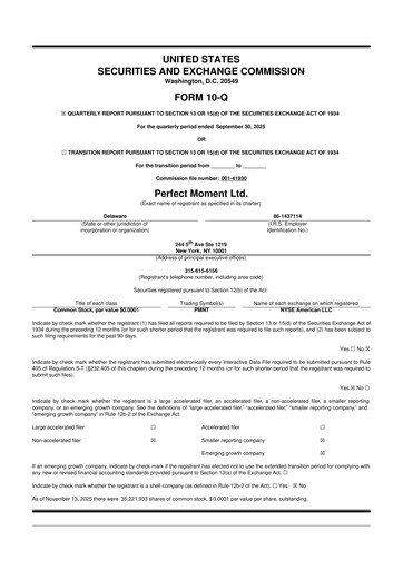 Thumbnail Perfect Moment 10-Q Quarterly Report FY2026 