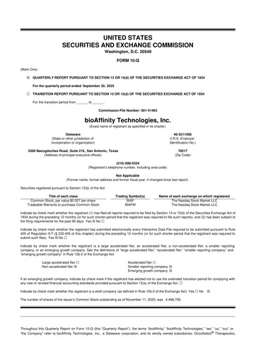 Vorschaubild bioAffinity Technologies 10-Q Quartalsbericht 2025 