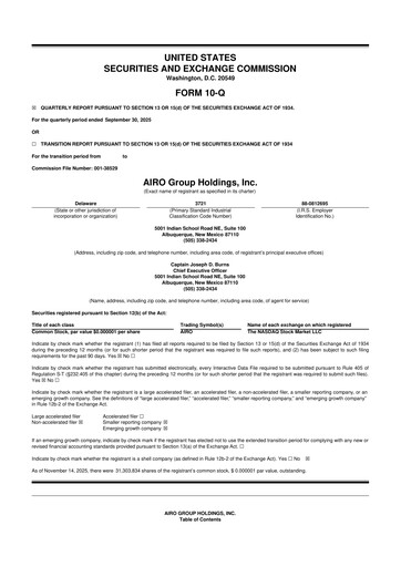 Vorschaubild AIRO Group Holdings 10-Q Quartalsbericht 2025 