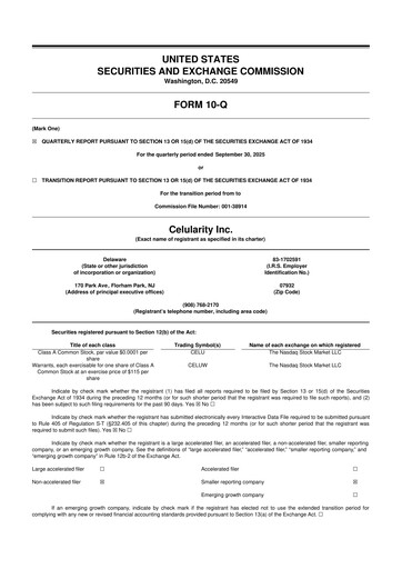 Miniature Celularity 10-Q Rapport trimestriel  