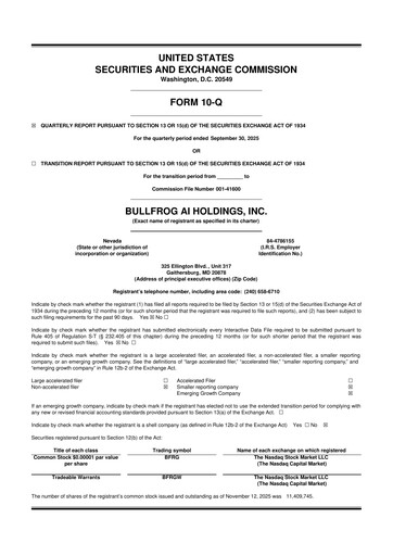 Thumbnail Bullfrog AI  10-Q Quarterly Report FY2025 