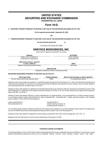 Vorschaubild Ensysce Biosciences 10-Q Quartalsbericht 2025 